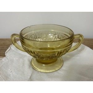 Vintage Federal Sharon Cabbage Rose Yellow Depression Glass Sugar Bowl no Lid
